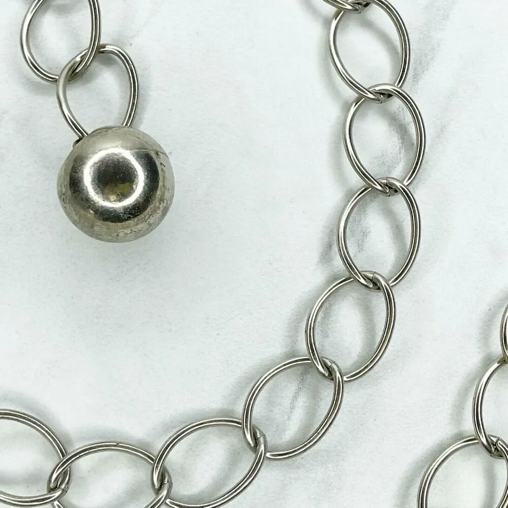 Silver Tone Simple Ball Charm Metal Chain Link Belt Extra Small/Small (XS/S) ✨